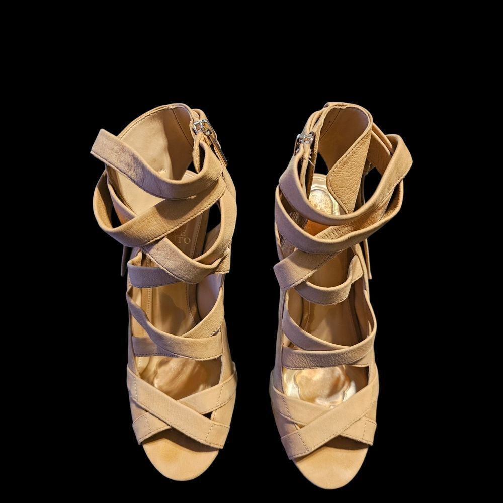 Vince Camuto Tan Strappy Block Heels - Picture 2 of 5